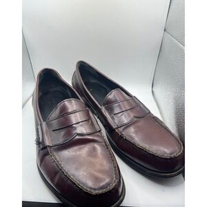 Cole Haan Mens Burgundy Leather Penny Loafers Slip On Dress Shoes Size 10 M